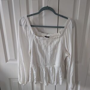 Torrid White Smocked Blouse